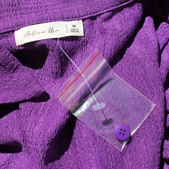 Long Sleeve Button Down Textured Knit Shirt in Purple - Picture 4 of 9